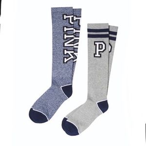 NWT Victorias Secret Pink Grey & Blue Knee Socks